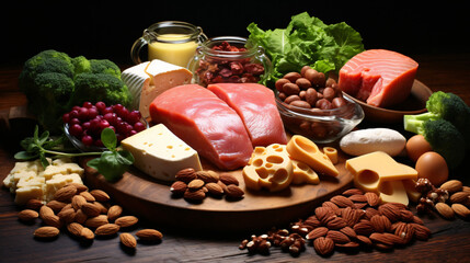Protein sources meat fish cheese nuts beans