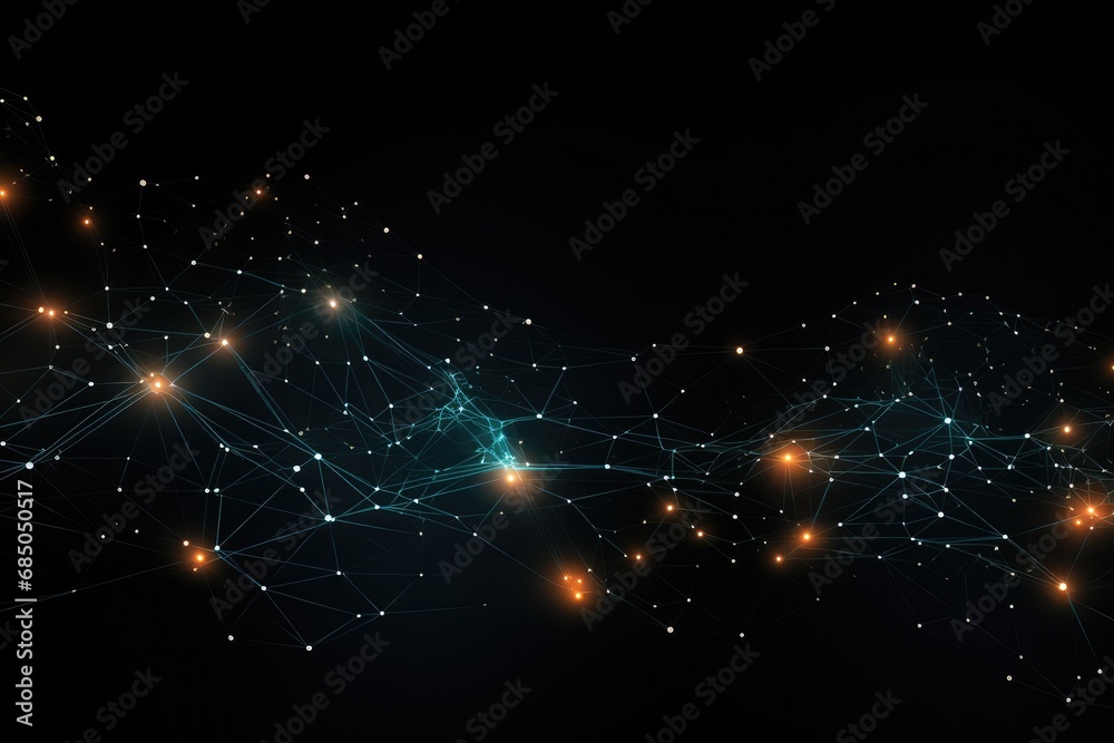 Poster abstract network connection on dark background. technology concept. 3d rendering, digital background