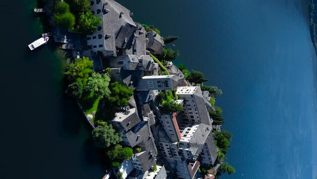 Vertical Footage San Giulio Island - Lake Orta, Italy, drone video footage