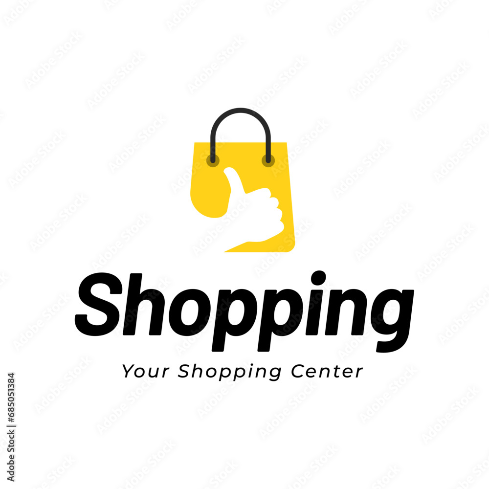 Sticker Shopping bag logo. Online shop logo template isolated on white background