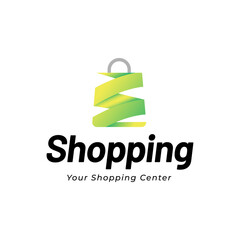 Shopping bag logo. Online shop logo template isolated on white background