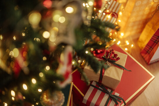 Christmas presents under the Christmas tree