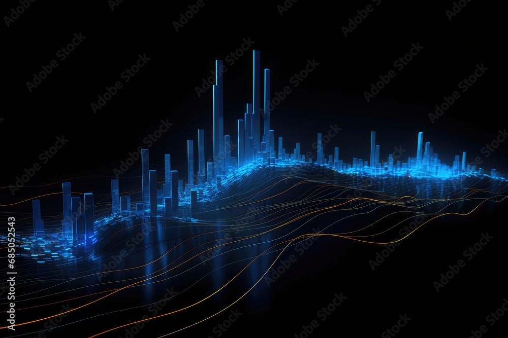 Poster futuristic technology interface with glowing lines and dots. vector illustration, glowing blue lines