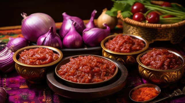 flavorful red indian food tomato illustration traditional vibrant, aromatic tangy, rich authentic flavorful red indian food tomato