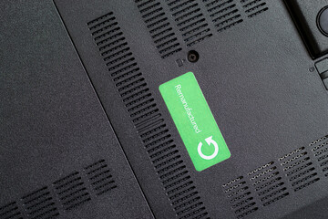 Close up of repaired and refurbished computer laptop