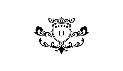 Luxury Crown Leaves Logo U