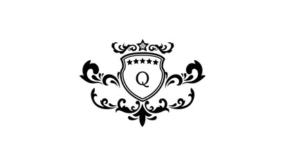 Luxury Crown Leaves Logo Q
