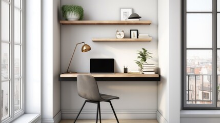 A home office photo realistic illustration - Generative AI.