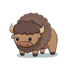 illustration of bison cartoon vector for kids learning