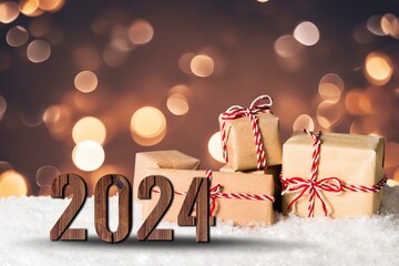 2024 number with lights for new year concept