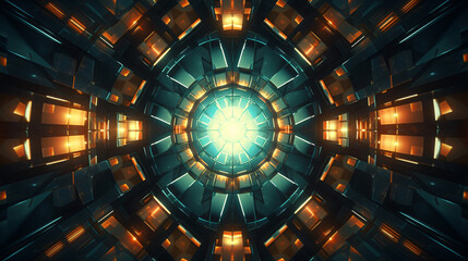Sci-fi geometric design kaleidoscope