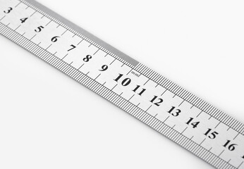 School metal ruler isolated on white background.Metric steel ruler, isolated on white. 30cm.

