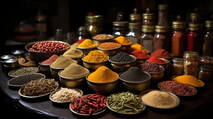 Fototapeta premium Assorted Indian Recipes Food Various Spices , Background Images , Hd Wallpapers, Background Image