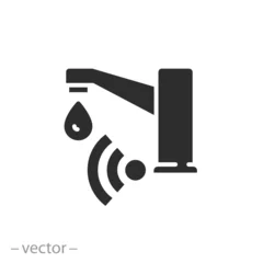 Fotobehang tap sensor icon, smart water system, automatically dispense liquid, flat symbol - editable stroke vector illustration © Yurii