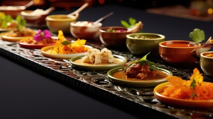 fusion restaurant indian food contemporary illustration cuisine spices, flavors dishes, chef dining fusion restaurant indian food contemporary