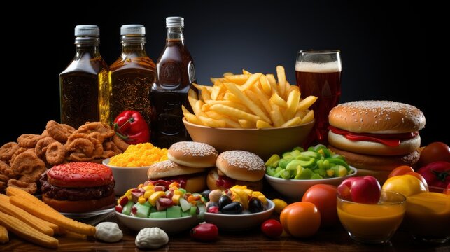 Collage Various Fast Food Products Drinks , Background Images , Hd Wallpapers, Background Image