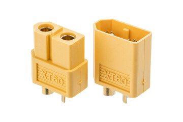 Electronic collection - Low voltage powerful connector industrial standard - XT60 isolated on white background