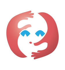 Two hands forming a face