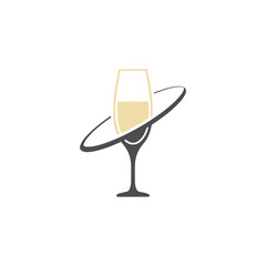 Champagne glass circle icon isolated on transparent background