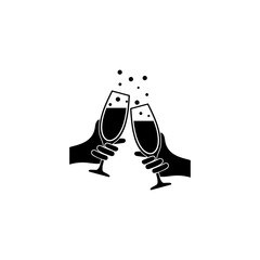  Champagne glass in hand icon isolated on transparent background