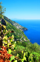 Town Praiano, Amalfi Coast, Peninsula of Sorrento, Gulf of Salerno, Italy, Europe.