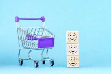 Wooden cubes with smiling faces