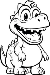 Fototapeta premium A cheerful and playful cartoon-style dinosaur, radiating joy and happiness, set against a transparent background. Generative AI