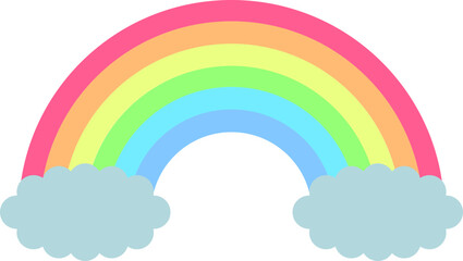 Color rainbow with clouds. Childish illustration. Perfect for kids, posters, prints, cards, fabric.