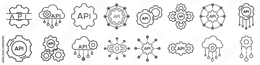 Fototapete Api icon vector set. integration illustration sign collection. algorithm symbol.