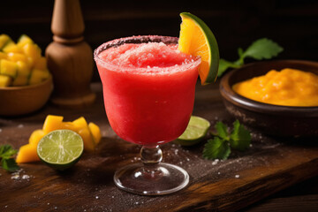 Fototapeta premium red color frozen juice in glass
