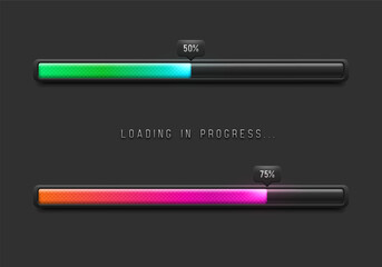 Progress loading bar. Downloading process. Concept technology. Vector illustration. - obrazy, fototapety, plakaty
