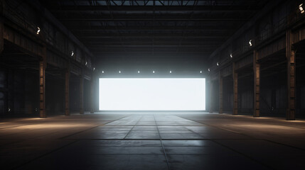 3d rendering of dark empty factory interior