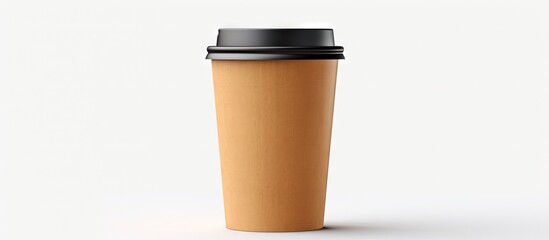 Disposable brown cup for hot beverages to go Isolated takeaway container copy space image