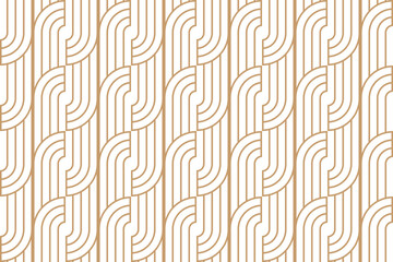 Luxury geometric seamless art deco pattern gold with striped line on white background. vector illustration - obrazy, fototapety, plakaty