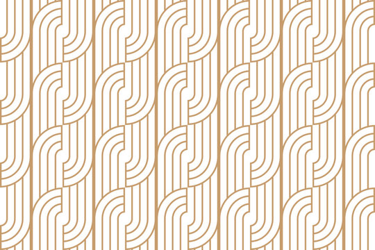 Luxury geometric seamless art deco pattern gold with striped line on white background. vector illustration