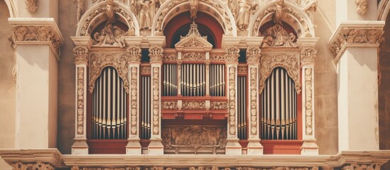 Italian church entrance organ copy space image