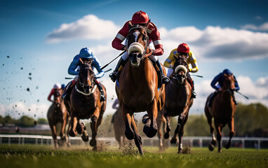 horse race with jockey on the field
