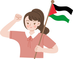 Woman holding Palestine flag