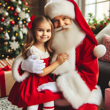 Image of little girl with Santa Claus