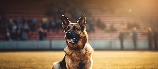 German shepherd s obedience competition training copy space image - obrazy, fototapety, plakaty