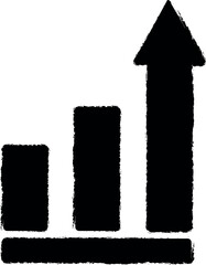 chart with arrow vector icon in grunge style