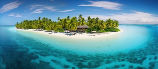 Drone captures amazing views of the beautiful Maldives showcasing its coastal wonders and unmatched paradise copy space image