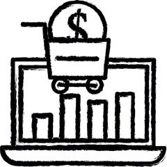 Corporate and business, online shopping vector icon in grunge style