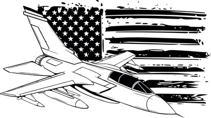 outline of jet fighter vector illustration design - obrazy, fototapety, plakaty