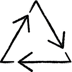 Recycling outline vector icon in grunge style