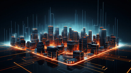 Fototapeta na wymiar Abstract 3d circuit city concept