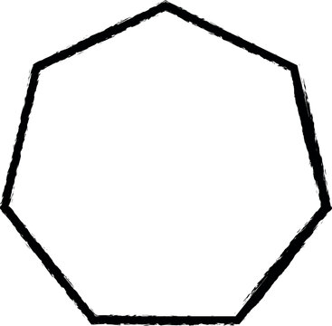 Geometric shapes, heptagon vector icon in grunge style