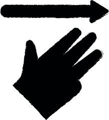 Obraz premium Hand, fingers, gesture, swipe, right vector icon in grunge style
