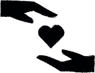 Fototapeta premium Hand, fingers, gesture, keep, love vector icon in grunge style