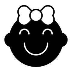 Happy baby solid glyph icon illustration